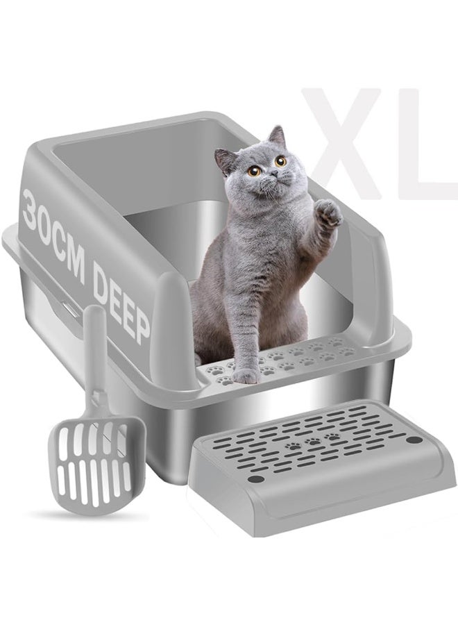 Neostyle NeoStyle Cat Litter Box, Stainless Steel Litter Box 35L Large Capacity with Litter Scoop, Odor Control & Rust-Proof, Non-Stick Bottom & Easy to Clean  - Image 1