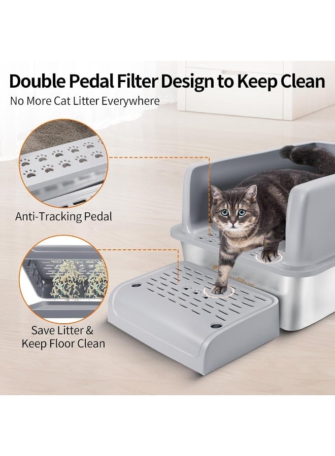 Neostyle NeoStyle Cat Litter Box, Stainless Steel Litter Box 35L Large Capacity with Litter Scoop, Odor Control & Rust-Proof, Non-Stick Bottom & Easy to Clean  - Image 4