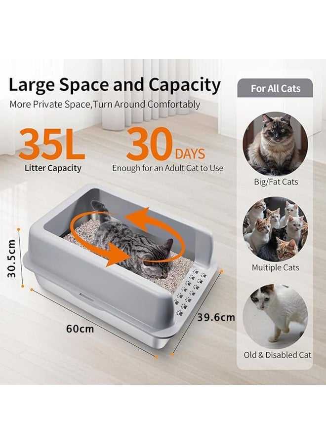 Neostyle NeoStyle Cat Litter Box, Stainless Steel Litter Box 35L Large Capacity with Litter Scoop, Odor Control & Rust-Proof, Non-Stick Bottom & Easy to Clean  - Image 2