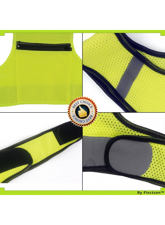 Flectson Reflective Running Vest - 360° High Visibility Yellow Safety Vest with Adjustable Side Closure and Inside Pocket - Extra Large - Image 2