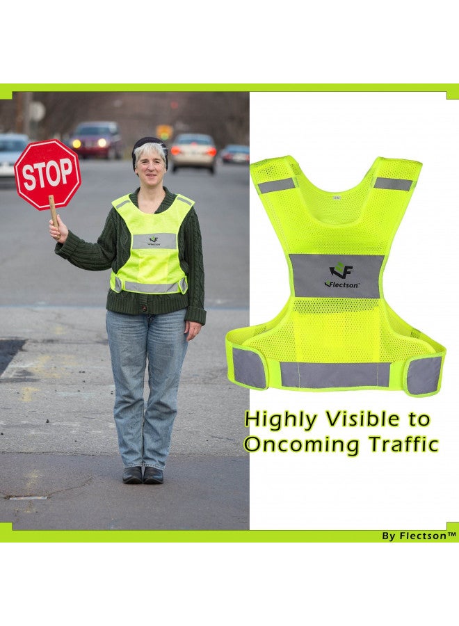 Flectson Reflective Running Vest - 360° High Visibility Yellow Safety Vest with Adjustable Side Closure and Inside Pocket - Extra Large - Image 4