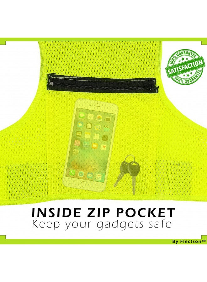 Flectson Reflective Running Vest - 360° High Visibility Yellow Safety Vest with Adjustable Side Closure and Inside Pocket - Extra Large - Image 1