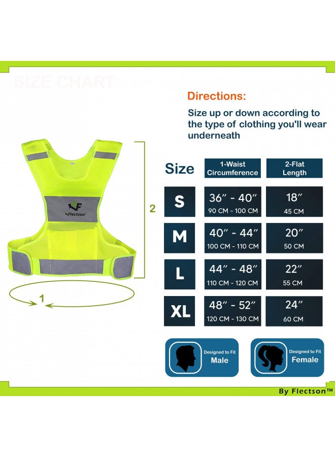 Flectson Reflective Running Vest - 360° High Visibility Yellow Safety Vest with Adjustable Side Closure and Inside Pocket - Extra Large - Image 3