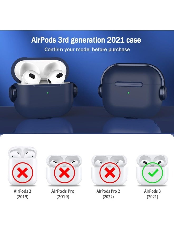 Generic - Airpods 3 Case, Airpods 3rd Generation Case with Lock, Airpods 3 Generation Protective Case, Soft TPU Shockproof Cover with Keychain for Apple Airpods 3 2021 (Blue) - Image 1