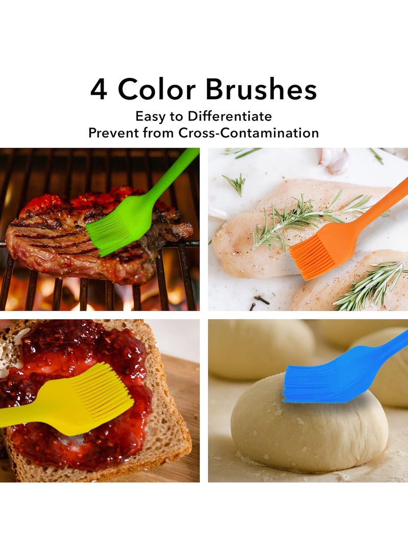 Arora Silicone Basting BrushHeat Resistant Silicone Brushes Set of 4 for Sauce Marinade Meat Glazing Oil Brush for BBQ Kitchen Cooking Baking and Grilling  - Image 3