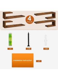 Home Gallery Set Of 4 Modern Natural Wood Wall Shelves For Wall Decor 60x12x18 cm  - Image 4