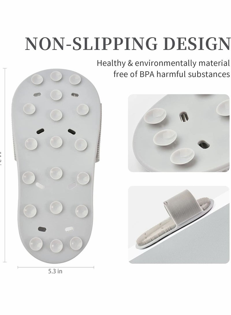 Y&D Shower Foot Scrubber Soft Silicone Bristles with Non-Slip Suction Cups - Cleans, Smooths, Exfoliates & Massages Your Feet Without Bending Improve Circulation Soothes Tired (1PCS Gray) - Image 3