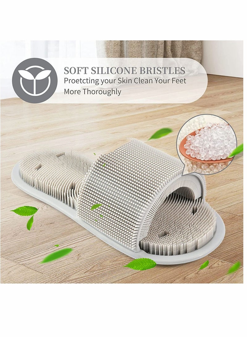 Y&D Shower Foot Scrubber Soft Silicone Bristles with Non-Slip Suction Cups - Cleans, Smooths, Exfoliates & Massages Your Feet Without Bending Improve Circulation Soothes Tired (1PCS Gray) - Image 5