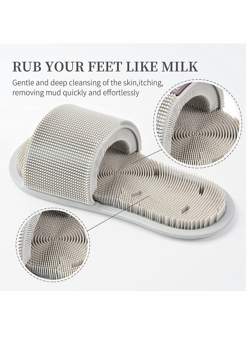 Y&D Shower Foot Scrubber Soft Silicone Bristles with Non-Slip Suction Cups - Cleans, Smooths, Exfoliates & Massages Your Feet Without Bending Improve Circulation Soothes Tired (1PCS Gray) - Image 2