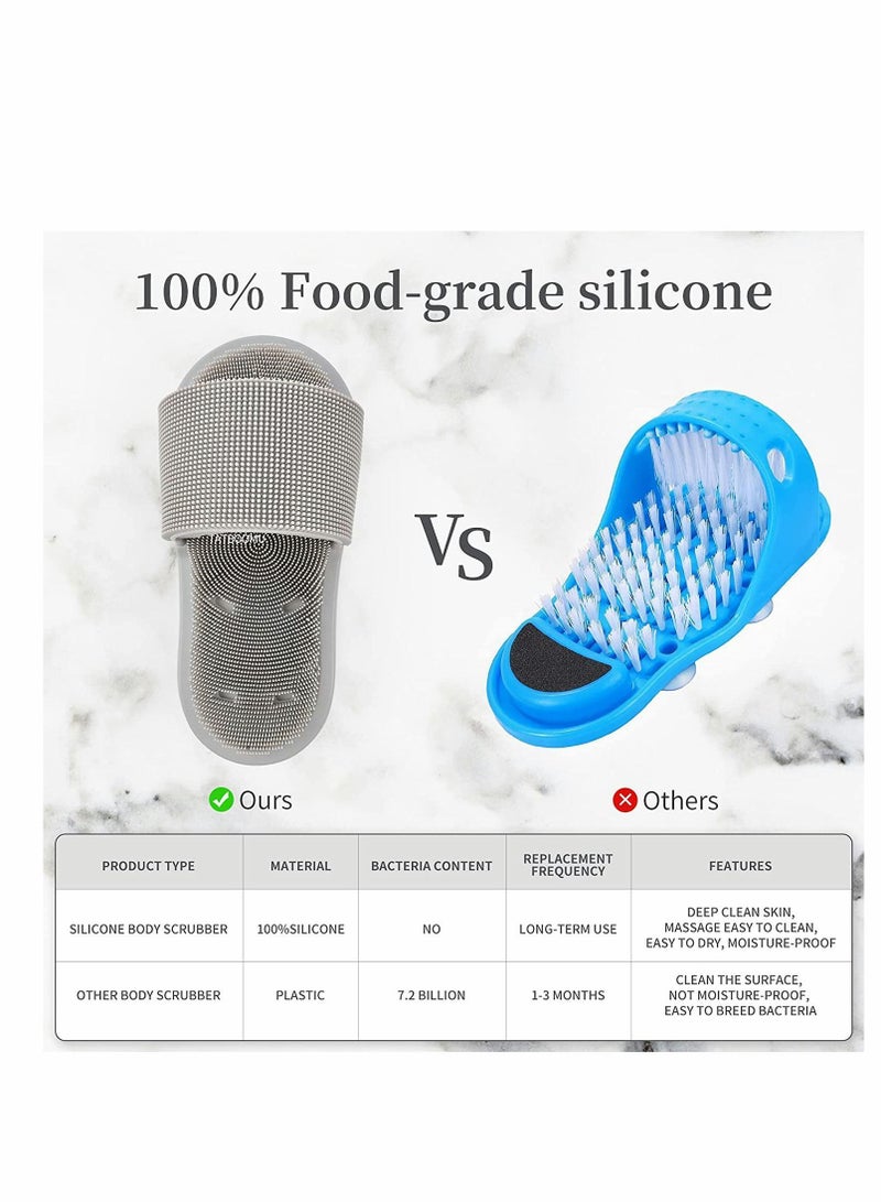 Y&D Shower Foot Scrubber Soft Silicone Bristles with Non-Slip Suction Cups - Cleans, Smooths, Exfoliates & Massages Your Feet Without Bending Improve Circulation Soothes Tired (1PCS Gray) - Image 4