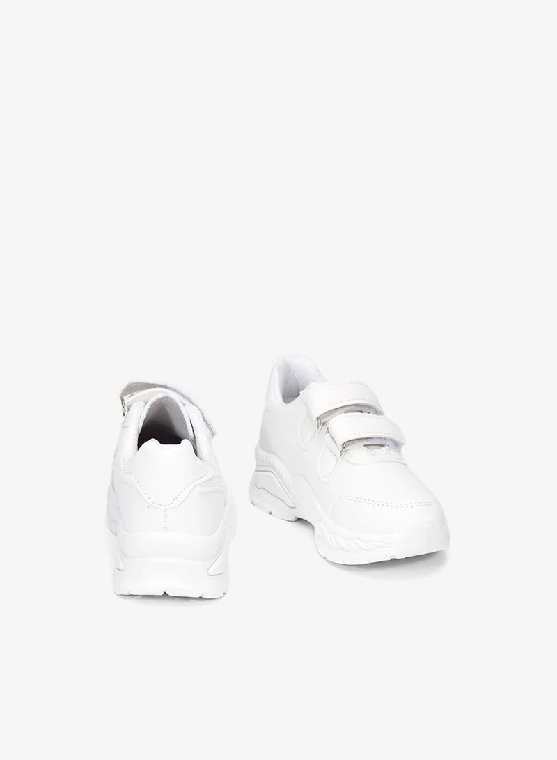 babyqlo White Dual Velcro School Sneakers for Kids