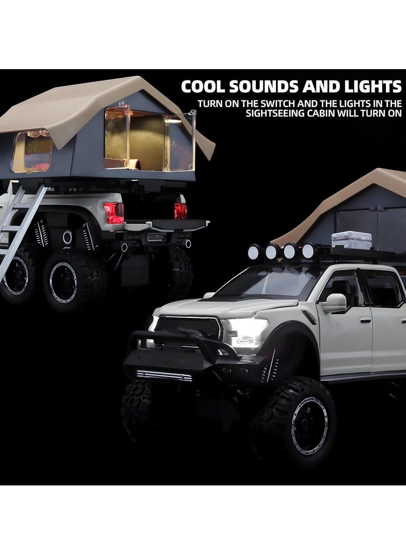 Toyland Pull Back Action Door Openable 1:24 Scale Off Road Alloy Diecast Model Car RV Camper Vehicle with Sightseeing Cabin, Sound and Light - Image 4