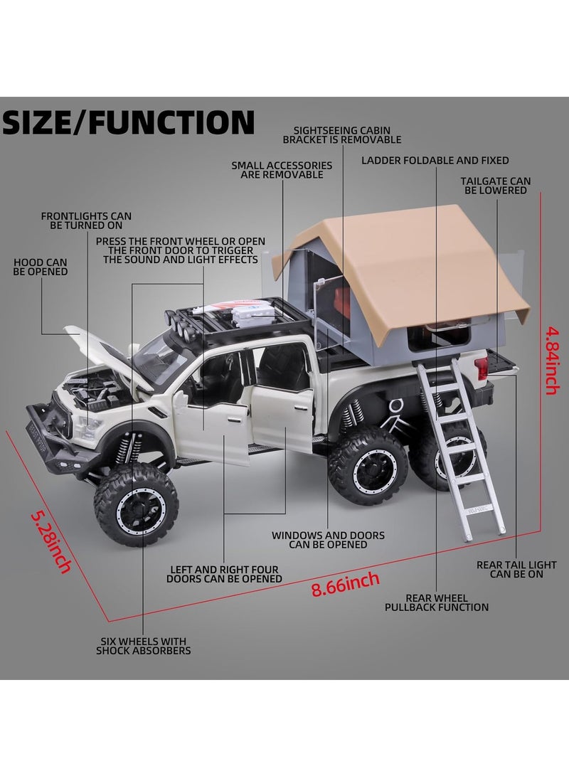 Toyland Pull Back Action Door Openable 1:24 Scale Off Road Alloy Diecast Model Car RV Camper Vehicle with Sightseeing Cabin, Sound and Light - Image 5