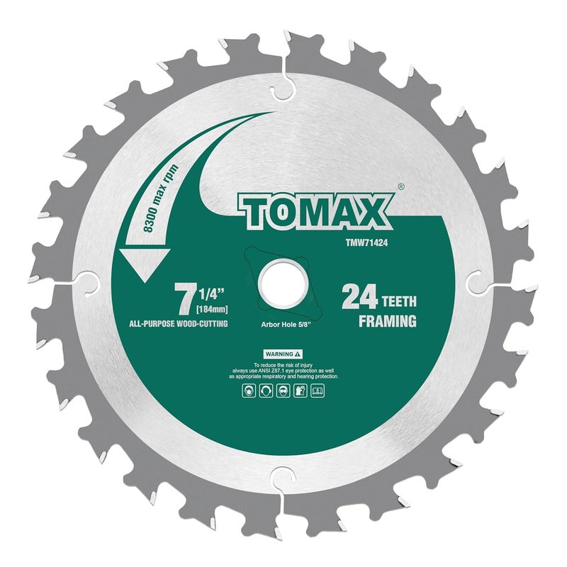 TOMAX 3 Pack Combo 7-1/4 Inch Circular Saw Blades with 5/8" Arbor, TCT ATB 24T Framing, 40T Crosscutting, 60T Finish Saw Blade for Various Wood Cutting - Image 4