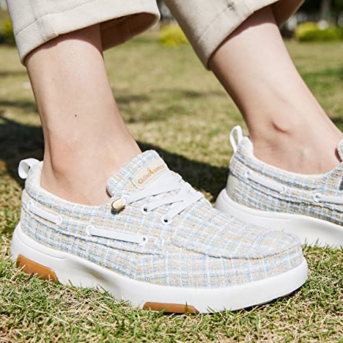 OrthoComfoot Women's Orthopedic Slip On Walking Shoes Loafers: Comfortable with Arch Support, Soft Plantar Fasciitis Standing Shoes for Foot Pain, Cushion Thick Sole Sneakers White Light Blue Size 11 - Image 3