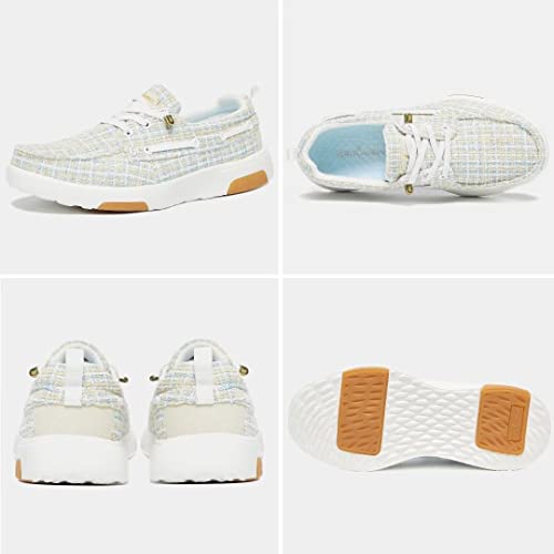OrthoComfoot Women's Orthopedic Slip On Walking Shoes Loafers: Comfortable with Arch Support, Soft Plantar Fasciitis Standing Shoes for Foot Pain, Cushion Thick Sole Sneakers White Light Blue Size 11 - Image 2
