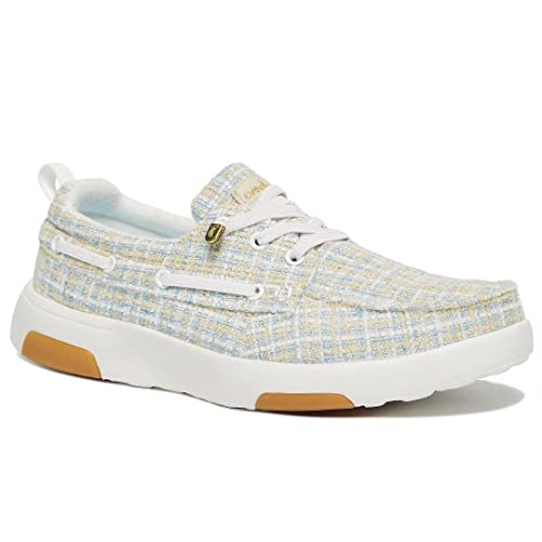 OrthoComfoot Women's Orthopedic Slip On Walking Shoes Loafers: Comfortable with Arch Support, Soft Plantar Fasciitis Standing Shoes for Foot Pain, Cushion Thick Sole Sneakers White Light Blue Size 11 - Image 1