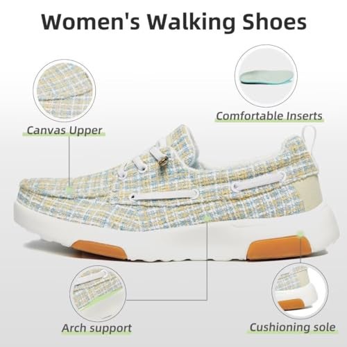 OrthoComfoot Women's Orthopedic Slip On Walking Shoes Loafers: Comfortable with Arch Support, Soft Plantar Fasciitis Standing Shoes for Foot Pain, Cushion Thick Sole Sneakers White Light Blue Size 11 - Image 5
