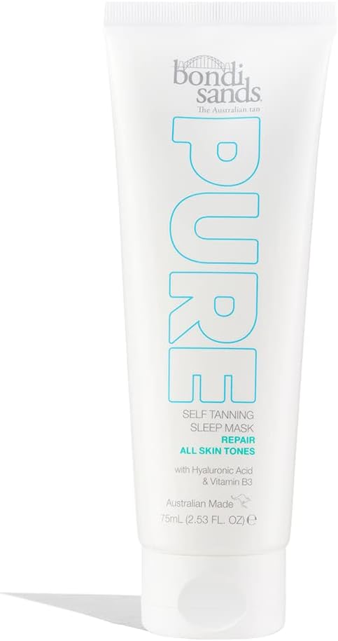 Bondi Sands Pure Self Tanning Sleep Mask Repair Hyaluronic Acid Vitamin B3 Formula Provides Hydrated Glowing Skin NonComedogenic Dermatologically Tested Vegan Cruelty Free 75 mL253 Oz
