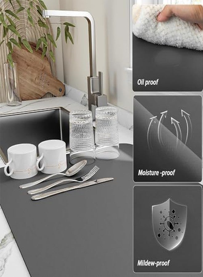 ROKTRY Rubber Dish Drying Pad, Kitchen Countertop Absorbent Pad, Washstand Drain Mat, Soft Diatom Mud Faucet Absorbent Mat, Toilet Washstand Cup Mat,Kitchen Accessories, Bathroom Accessories (40*60) - Image 4