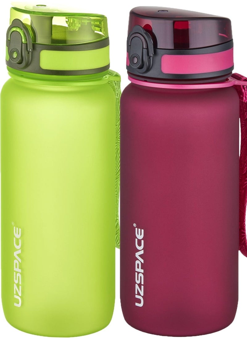 UZSPACE Set of 2 Tritan Water Bottles 650 ml 14 Different Color Options Fiftyfifty  - Image 1