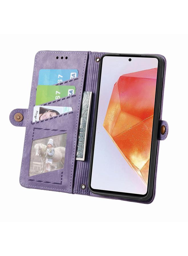 اس-توب جراب لهاتف Samsung Galaxy C55 بتصميم هندسي وسحاب ومشبك جانبي من الجلد - Image 3