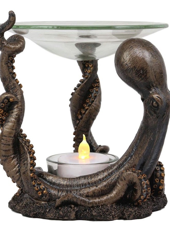 Ebros Gift Nautical Ocean Marine Octopus Head and Arms Tentacles Oil Warmer Or Wax Tart Burner Aroma Scent Diffuser Tea Light Candle Holder Statue Sea Kraken Giant Octopuses Themed Decorative Figurine - Image 1