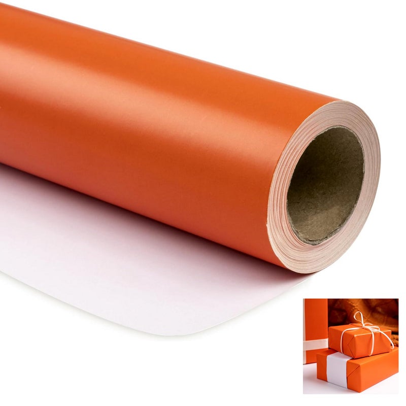 SUPERFAB™ Orange Wrapping Paper Roll - Solid Color Paper Peel And Stick Self Adhesive Wallpaper for Birthday, Shower, Wedding, Congrats, and Holiday Size 15 inch Width X 40 inche length - Image 1
