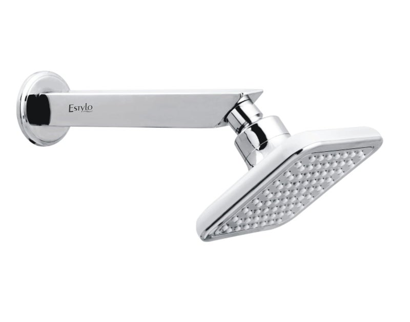 EstyloABS Shower Platina 4x 4 with SS 9 Inch Arm with Rub It Technologyeasy to Clean Silicon Nozzle Cat No 3848 Silver - Image 1