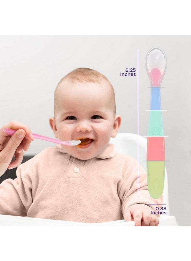 سبريك أفضل ملاعق الأطفال في المرحلة الأولى من عمر 4 أشهر، مصنوعة من السيليكون الناعم المخصص للطعام، ملعقة طعام ذاتية التغذية للأطفال، ملاعق أطفال في المرحلة الأولى من عمر الأطفال الصغار، مجموعة هدايا ملاعق تدريب الأطفال مكونة من 5 قطع - Image 4