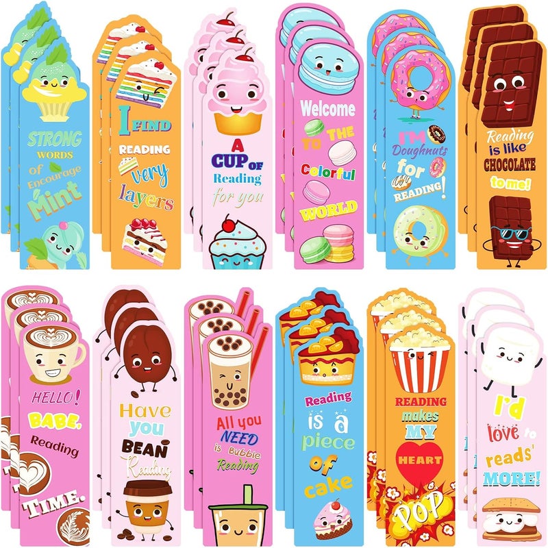 Fainne 60 Pieces Dessert Scented Bookmarks Kids Bulk Scratch and Sniff Smelly Classroom Cute Back to School Bookmarks Gift Stuff for Students Christmas End of Year Graduation Birthday Gift Favor - Image 1