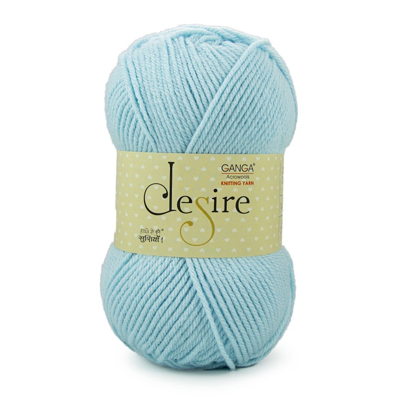 Ganga Acrowools Acrylic Desire Hand Knitting and Crochet Yarn. Pack of 1 Ball - 100Gms. Shade No - Dsr008, Sky Blue - Image 3