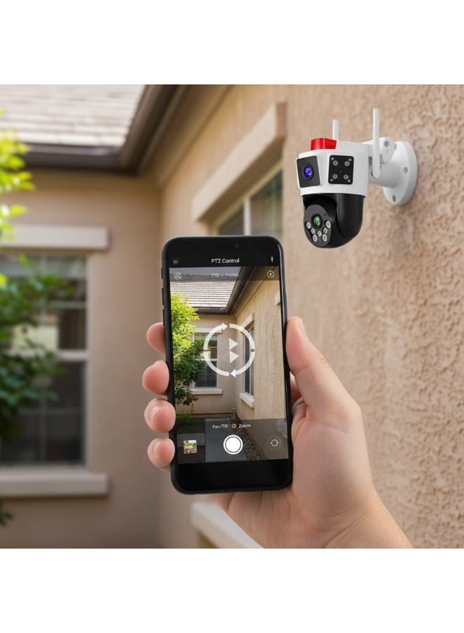Honton  Powered Outdoor Surveillance Camera with 3 Lenses, 12MP Ultra HD Resolution, Supports 5G Network and 10X Zoom. - Image 3