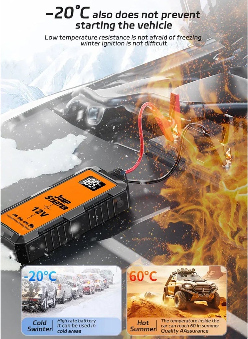 Digisand Car Jump Starter 2000A, 12V Jump Starter Portable Charger Car Booster 12V Auto Starting Device Emergency Car Battery Starter  Power Bank Jumper Cables Portable Lithium Jump Box, USB Output and LED Light and Get a Free Car Interior Light for Gift. - Image 5