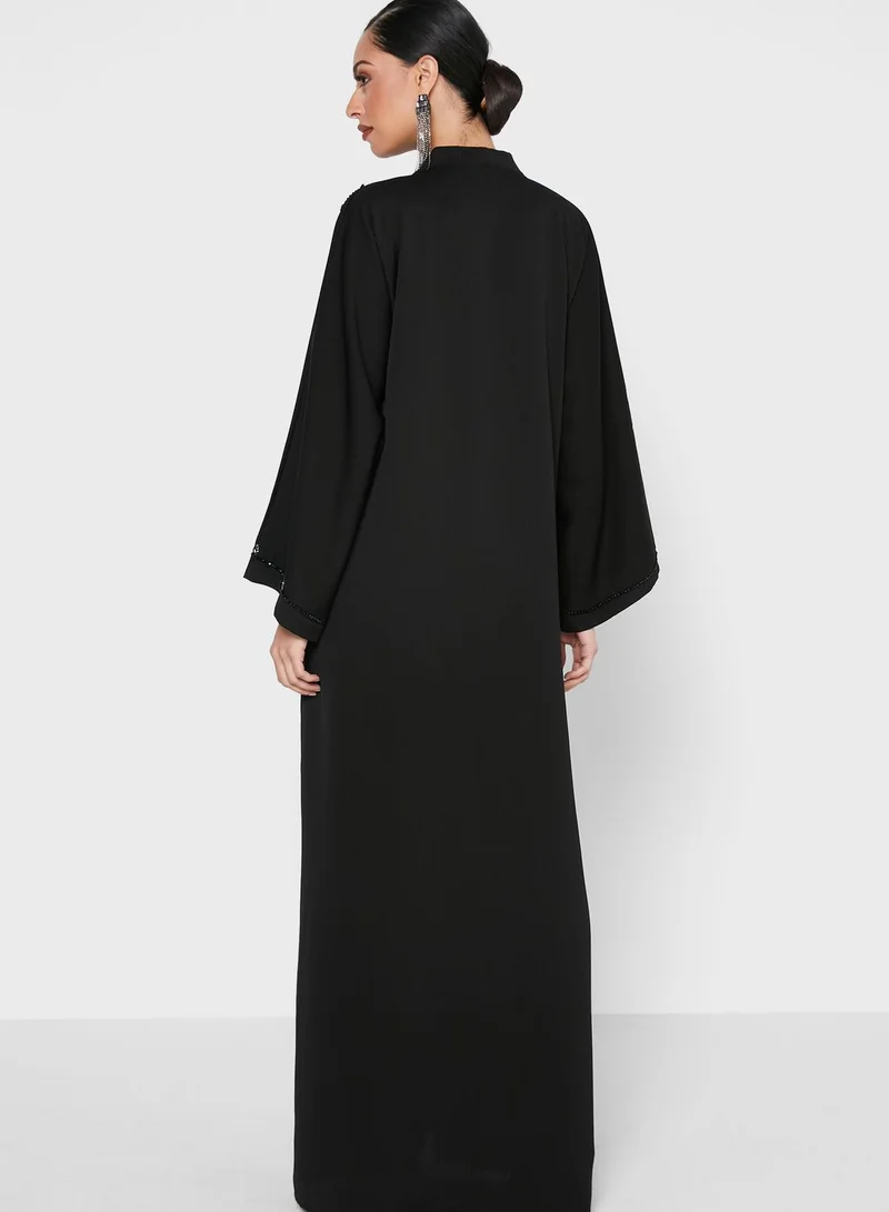 Khizana Shimmer Embroidery Detail Abaya