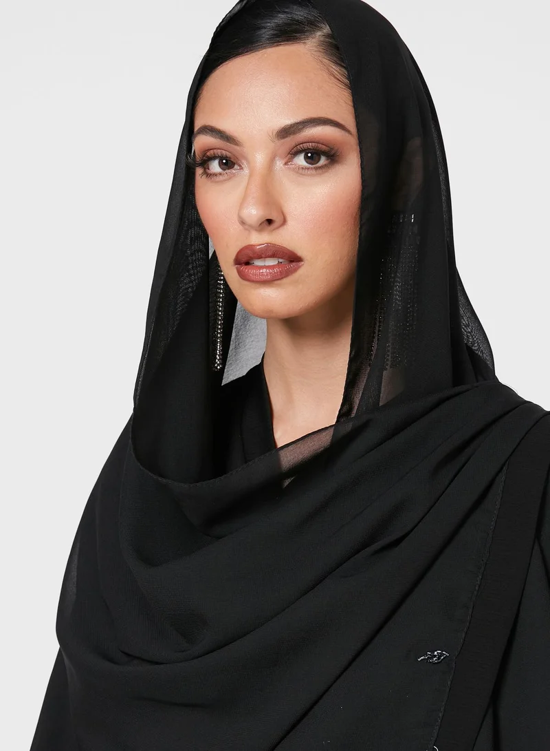 Khizana Shimmer Embroidery Detail Abaya