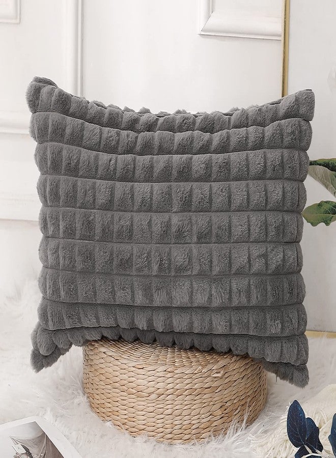 PANOD أغطية وسائد قطنية طويلة مزخرفة من PANOD من الفرو الصناعي مقاس 16 × 26، أغطية وسائد مستطيلة طويلة جدًا من القطيفة بنمط منقوش ثلاثي الأبعاد، غطاء وسادة للسرير والأريكة وغرفة النوم وغرفة المعيشة، رمادي - Image 1