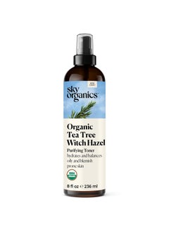 Sky Organics Organic Tea Tree & Witch Hazel For Face, Purifying Facial Toner To Hydrate, Soothe, Cleanse And Balance Blemish-Prone Skin, Helps Minimize The Appearance Of Pores, 8 Fl Oz. / 236 Ml 