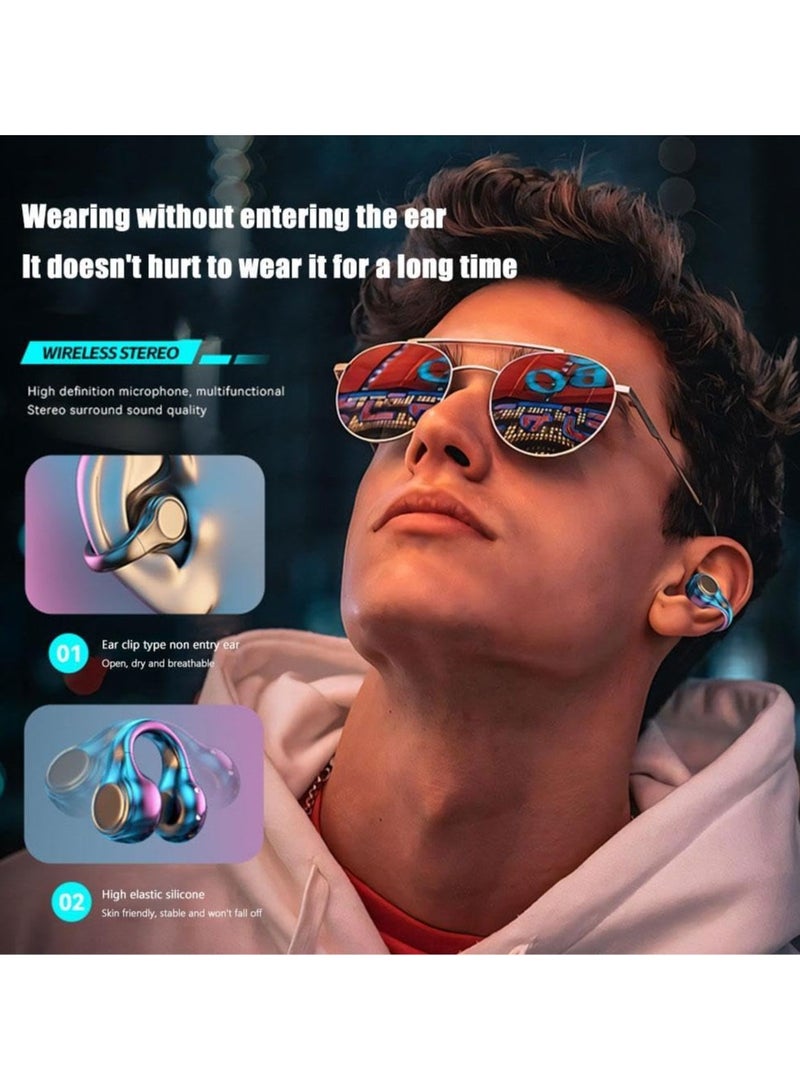 CMGTYYD Wireless Ear Clip Skeleton Conduction Headphones, Bluetooth 5.3 Water-Proof Open Ear Headphones, Bone Conduction Wireless Earbuds, Black - Image 2