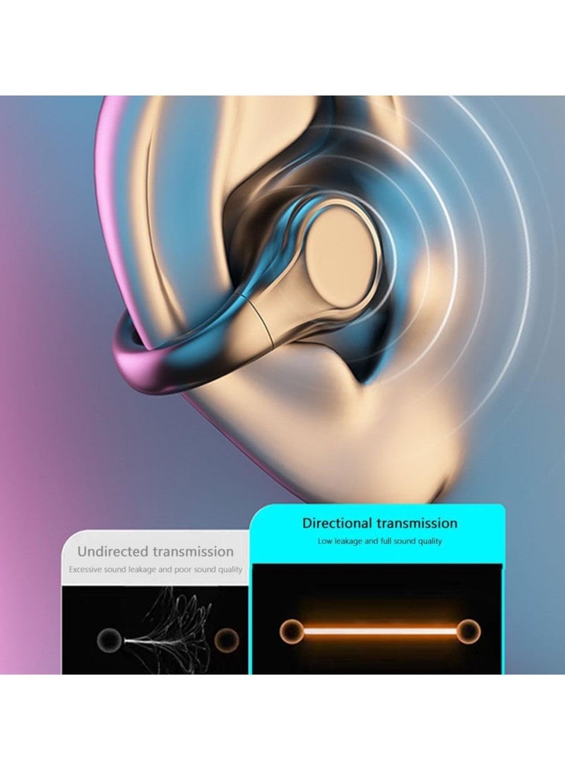 CMGTYYD Wireless Ear Clip Skeleton Conduction Headphones, Bluetooth 5.3 Water-Proof Open Ear Headphones, Bone Conduction Wireless Earbuds, Black - Image 5