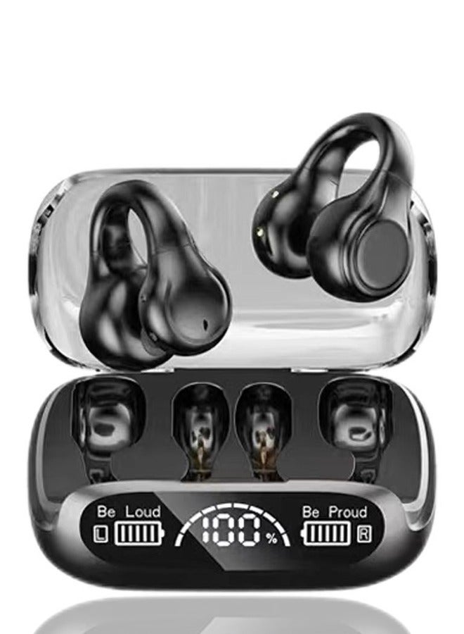 CMGTYYD Wireless Ear Clip Skeleton Conduction Headphones, Bluetooth 5.3 Water-Proof Open Ear Headphones, Bone Conduction Wireless Earbuds, Black - Image 1
