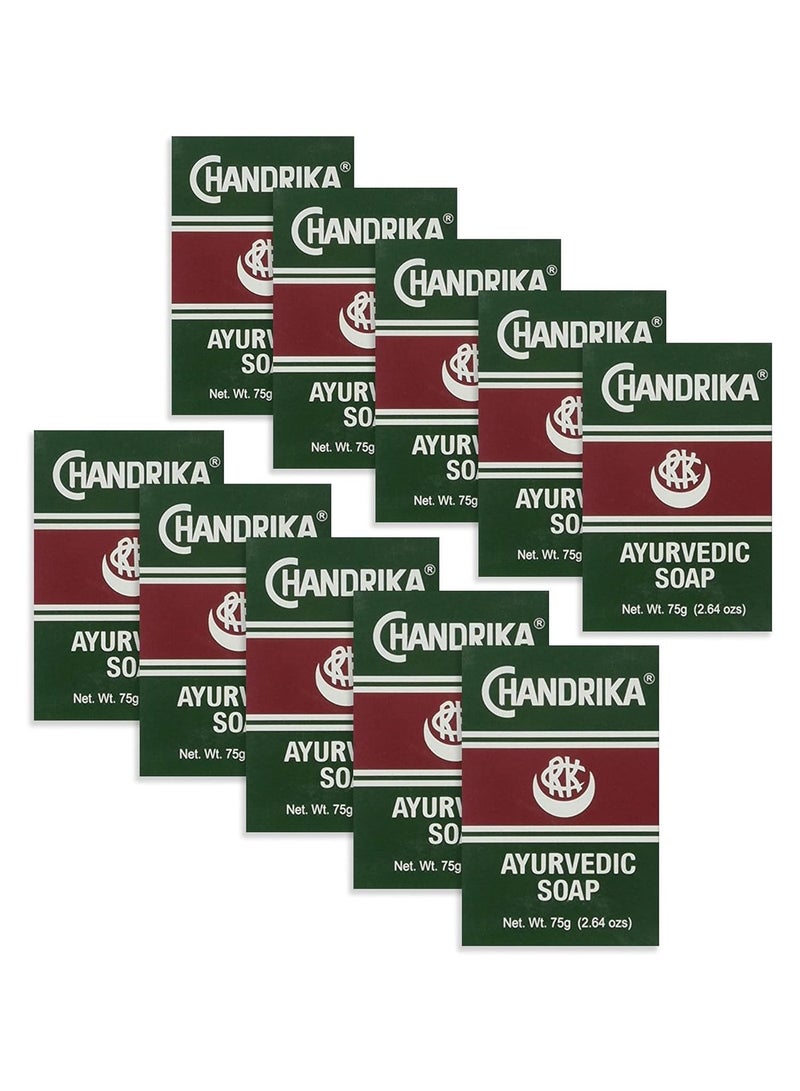 Chandrika Ayurvedic Soap with Herbal and Vegetable Oils, 10 x 75g- Pack of 10 - Image 2