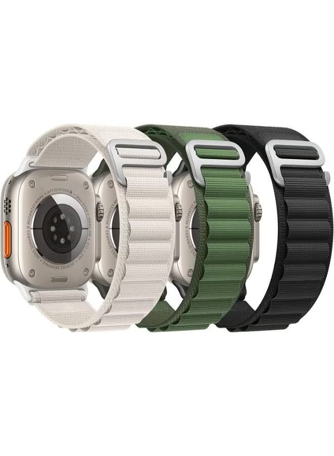 فيسوس حلقة جبال الألب متوافقة مع سوار ساعة أبل 44 مم 45 مم 49 مم بديل للنساء والرجال ، حزام منزلق رياضي مضفر من البوليستر المنسوج على شكل حرف G من أجل iwatch ultra series SE 8/7/6/5/4/3/2/1 - Image 2