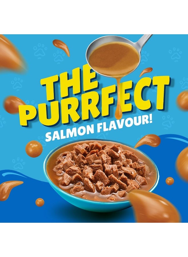 Friskies فريسكيز بيورينا قطع السلمون في صلصة الطعام الرطب للقطط 85 جرام (26 كيس) - Image 2