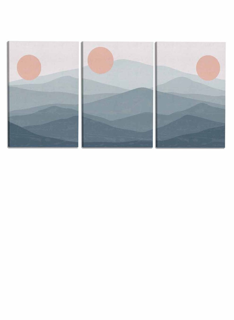 لوحة طقم من ٣ لوحات كانفاس على إطار خشبي، تصميم رسم تجريدي جمالي، للمنزل، غرفة المعيشة، المكتب، الديكور - Image 4