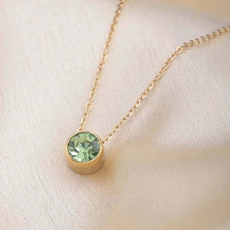 Palmonas PALMONAS CZ Dainty Birthstone Pendant Necklace for Women | 18K Gold Plated, Waterproof & Anti-Tarnish