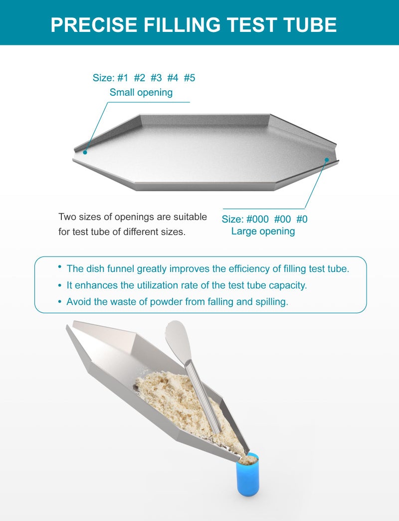 Foosi Filling Tools kit - Home & Labs Supplies with Empty Funnel Tray and Spoon Scoops Spatula Tamper Quickly Maker All Size 000 00 0 1 2 3 4 5 - Image 5