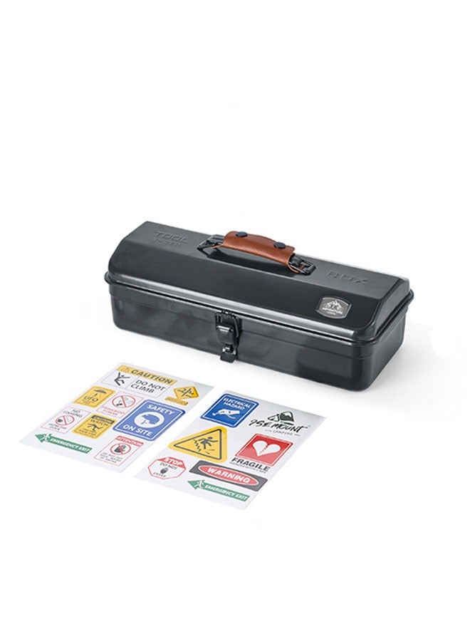 general Outdoor Tools Storage Box Portable Camping Picnic Suitcase Metal Tool Storage Box Sundries Storage Box with Handle (Black Toolbox No Printing + Handguard + Small Sticker + Large Sticker + Lining) - Image 1