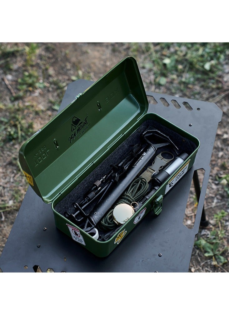 general Outdoor Tools Storage Box Portable Camping Picnic Suitcase Metal Tool Storage Box Sundries Storage Box with Handle (Black Toolbox No Printing + Handguard + Small Sticker + Large Sticker + Lining) - Image 5