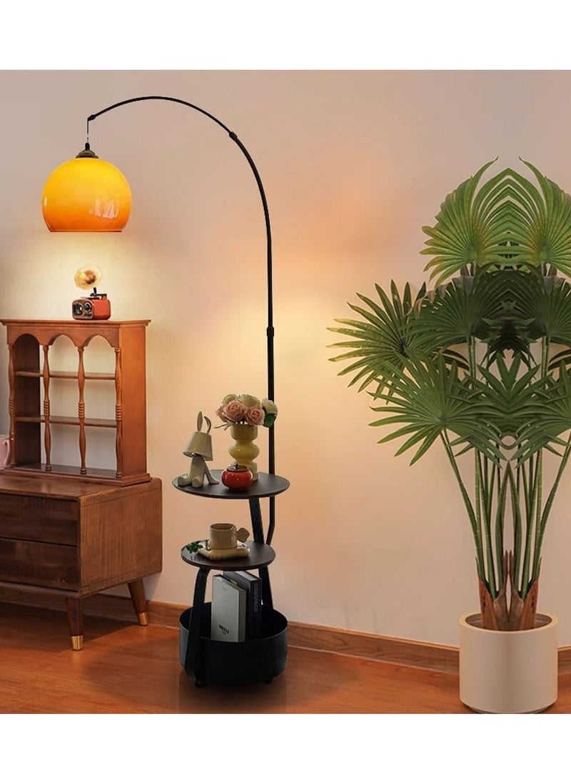 DubaiGallery - Stylish 1 Light LED/Incandescent/Fluorescent Buffet Floor Lamp with Timber Shade, Rocker Switch, and Adaptable Height for Home Use, 110V-120V - Image 1